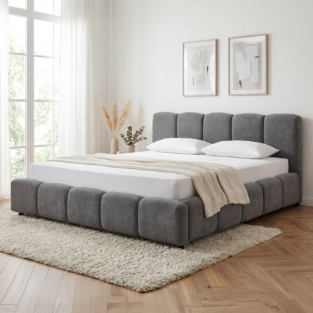 Čalúnená posteľ Nubi 180x200 s úložným priestorom, sivá