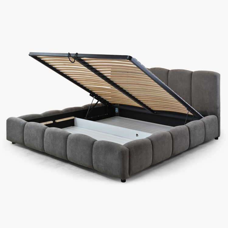 Čalúnená posteľ Nubi 180x200 s úložným priestorom, sivá