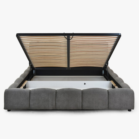 Čalúnená posteľ Nubi 180x200 s úložným priestorom, sivá