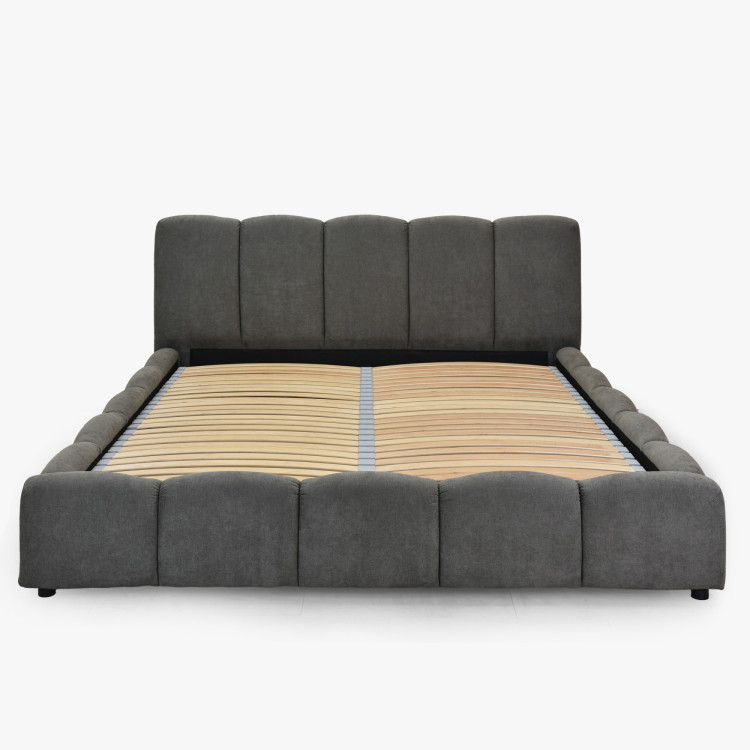 Čalúnená posteľ Nubi 180x200 s úložným priestorom, sivá
