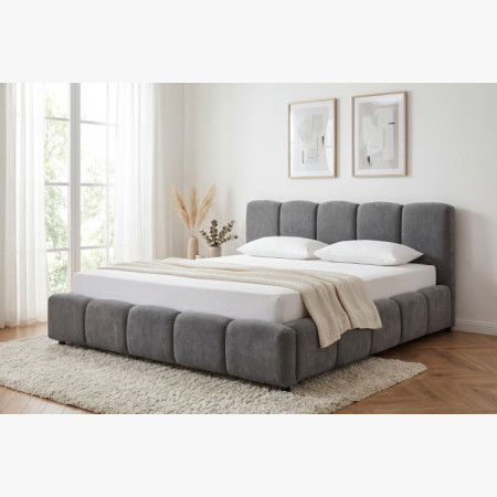 Čalúnená posteľ Nubi 180x200 s úložným priestorom, sivá