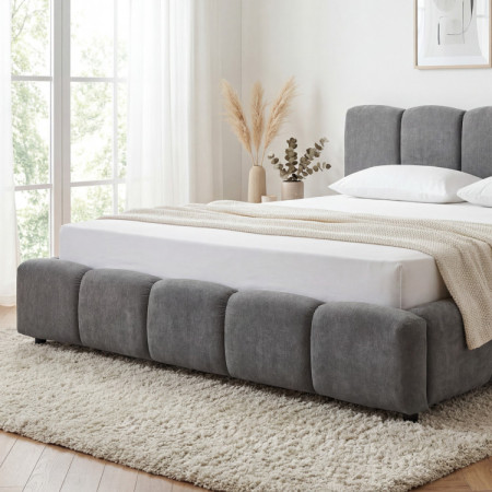 Čalúnená posteľ Nubi 180x200 s úložným priestorom, sivá