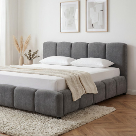 Čalúnená posteľ Nubi 180x200 s úložným priestorom, sivá