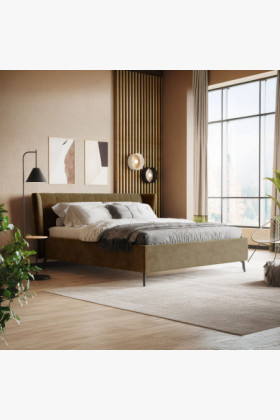 Moderná čalúnená posteľ s úložným priestorom bronz, 180 × 200 cm 2