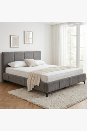 Posteľ Atena 180x200 sivá, látka Flow, úložný priestor, rošt