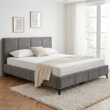 Posteľ Atena 180x200 sivá, látka Flow, úložný priestor, rošt