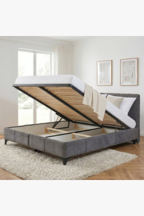 Posteľ Atena 180x200 sivá, látka Flow, úložný priestor, rošt 2