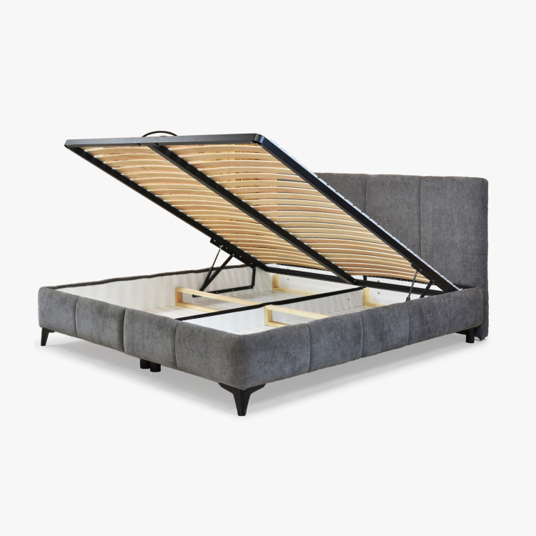 Posteľ Atena 180x200 sivá, látka Flow, úložný priestor, rošt