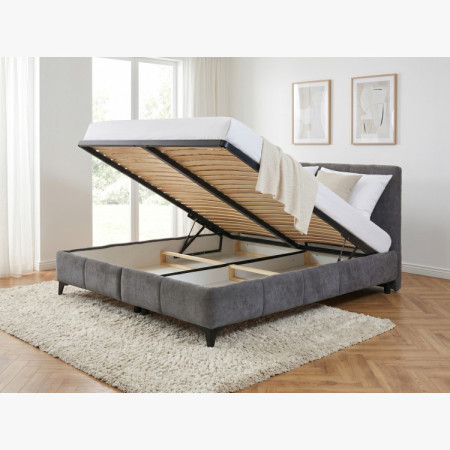 Posteľ Atena 180x200 sivá, látka Flow, úložný priestor, rošt