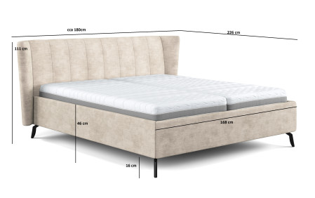 Moderná čalúnená posteľ s úložným priestorom piesková, 160 × 200 cm