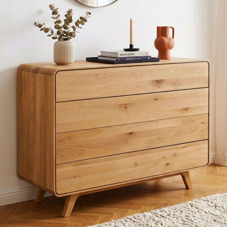 Dubová komoda Avalon 4 zásuvky 120 cm – dub natural