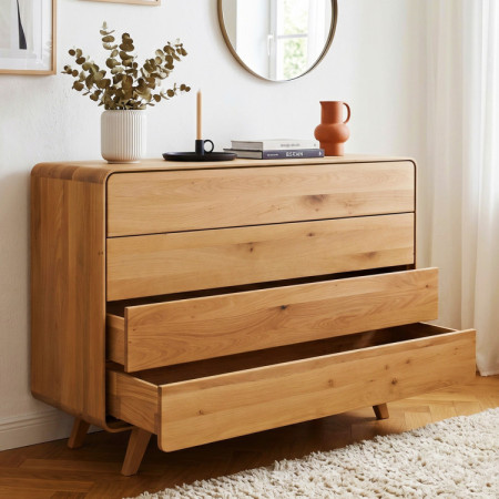 Dubová komoda Avalon 4 zásuvky 120 cm – dub natural