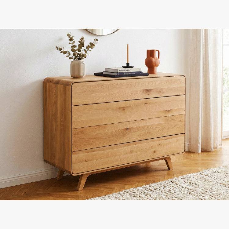 Dubová komoda Avalon 4 zásuvky 120 cm – dub natural