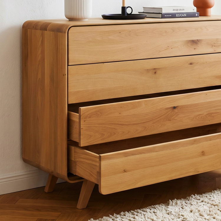 Dubová komoda Avalon 4 zásuvky 120 cm – dub natural