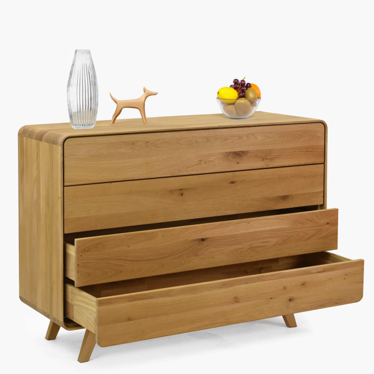 Dubová komoda Avalon 4 zásuvky 120 cm – dub natural