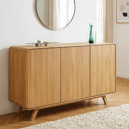 Dubová komoda Avalon 3 dvierka 134 cm – dub natural