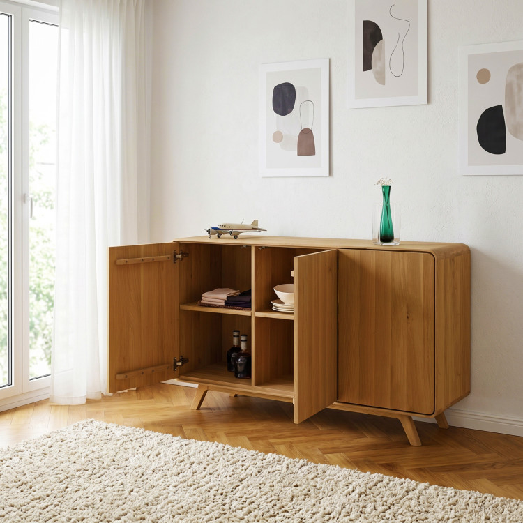 Dubová komoda Avalon 3 dvierka 134 cm – dub natural