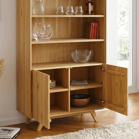 Dubový regál Avalon 180 cm vysoký s dvierkami – dub natural