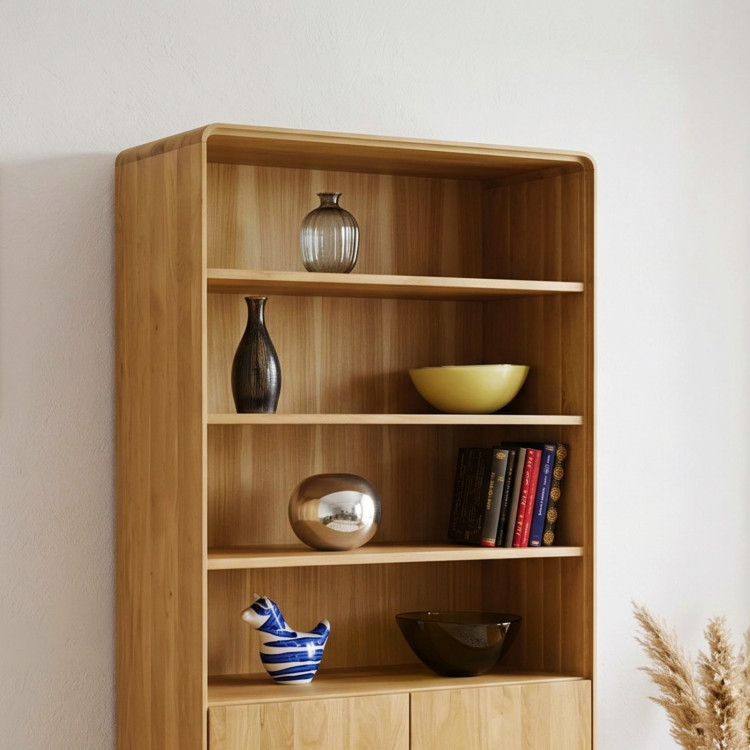 Dubový regál Avalon 180 cm vysoký s dvierkami – dub natural