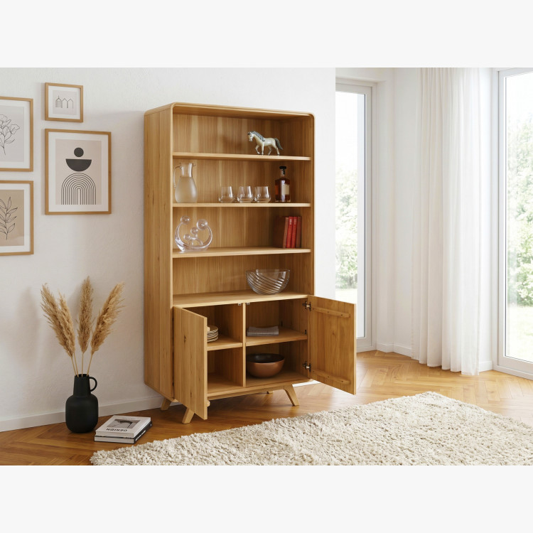 Dubový regál Avalon 180 cm vysoký s dvierkami – dub natural