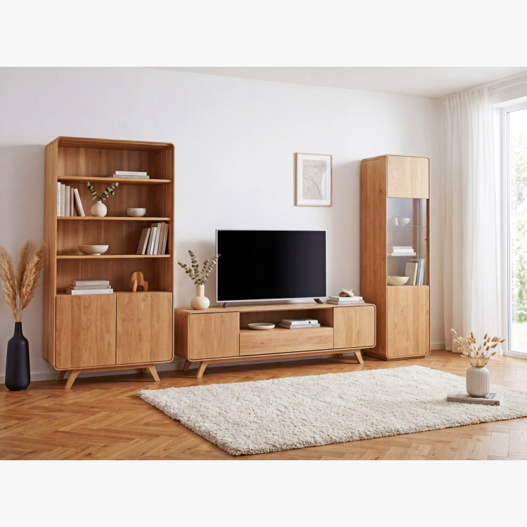 Dubový regál Avalon 180 cm vysoký s dvierkami – dub natural