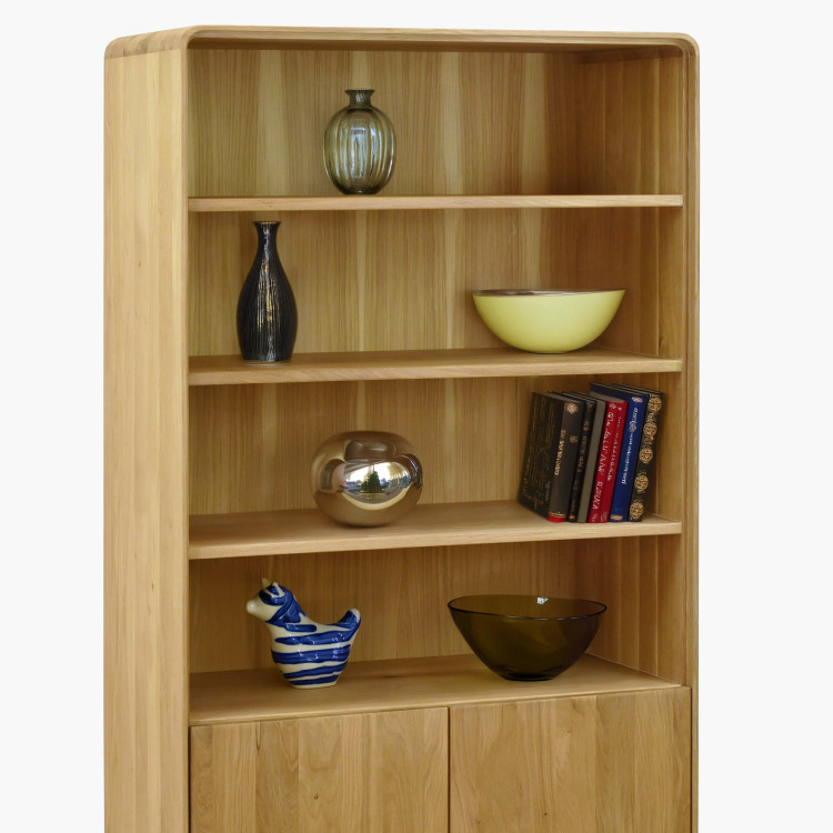 Dubový regál Avalon 180 cm vysoký s dvierkami – dub natural