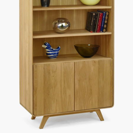 Dubový regál Avalon 180 cm vysoký s dvierkami – dub natural