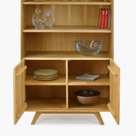 Dubový regál Avalon 180 cm vysoký s dvierkami – dub natural