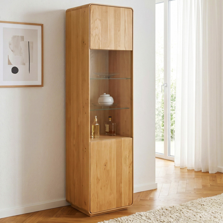 Masívna vitrína Avalon 1-dverová dub natural