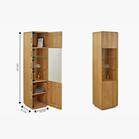 Masívna vitrína Avalon 1-dverová dub natural