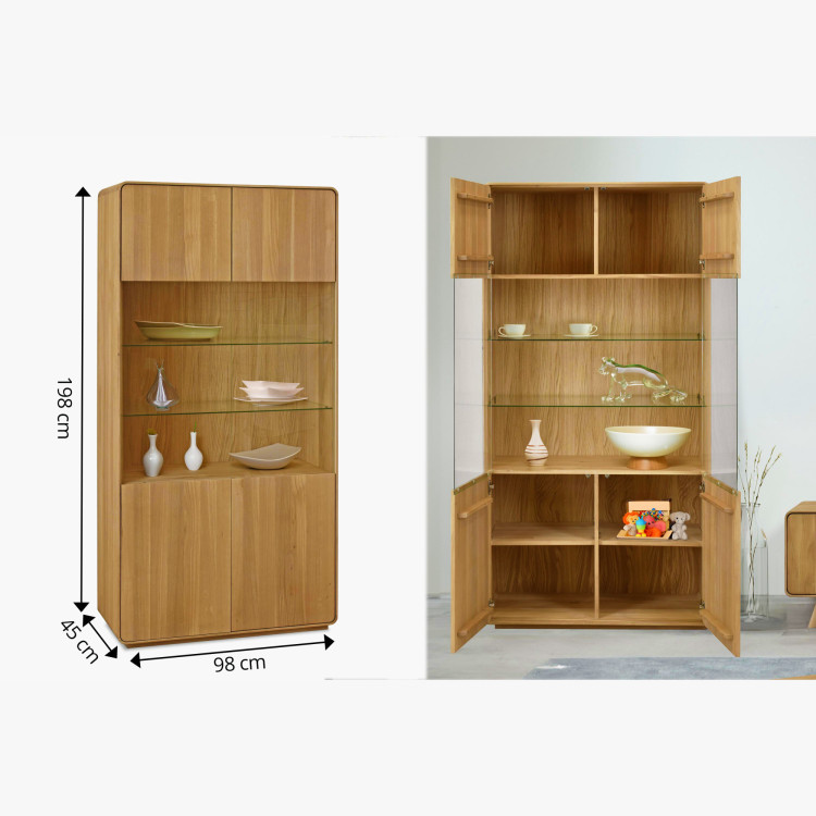 Vitrína Avalon 2-dverová dub natural so sklom