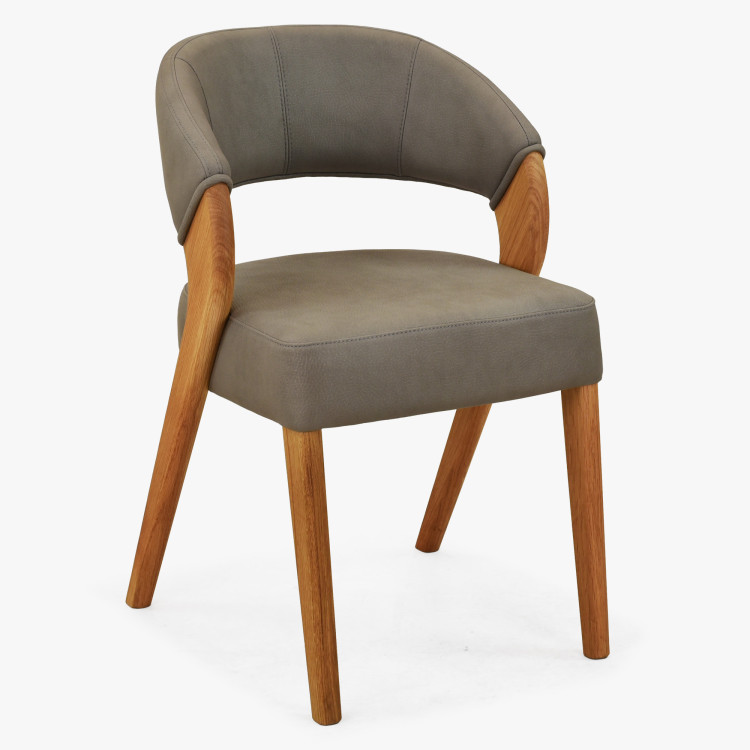 Dizajnová luxusná stolička - dub, Almondo - taupe