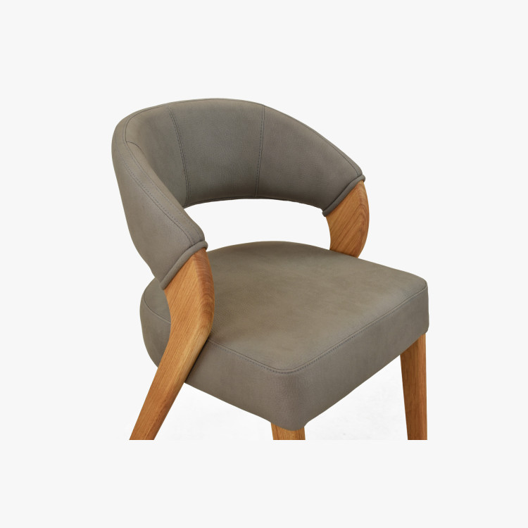 Dizajnová luxusná stolička - dub, Almondo - taupe