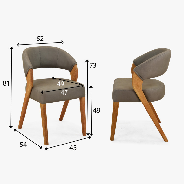 Dizajnová luxusná stolička - dub, Almondo - taupe