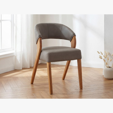 Dizajnová luxusná stolička - dub, Almondo - taupe