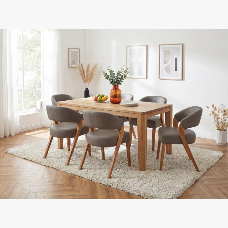 Dizajnová luxusná stolička - dub, Almondo - taupe