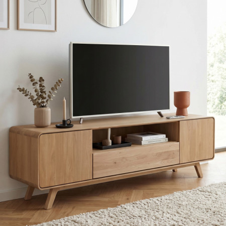 Drevená TV komoda, dub biely