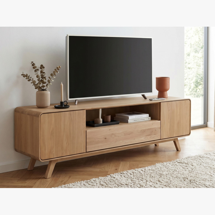 Drevená TV komoda, dub biely