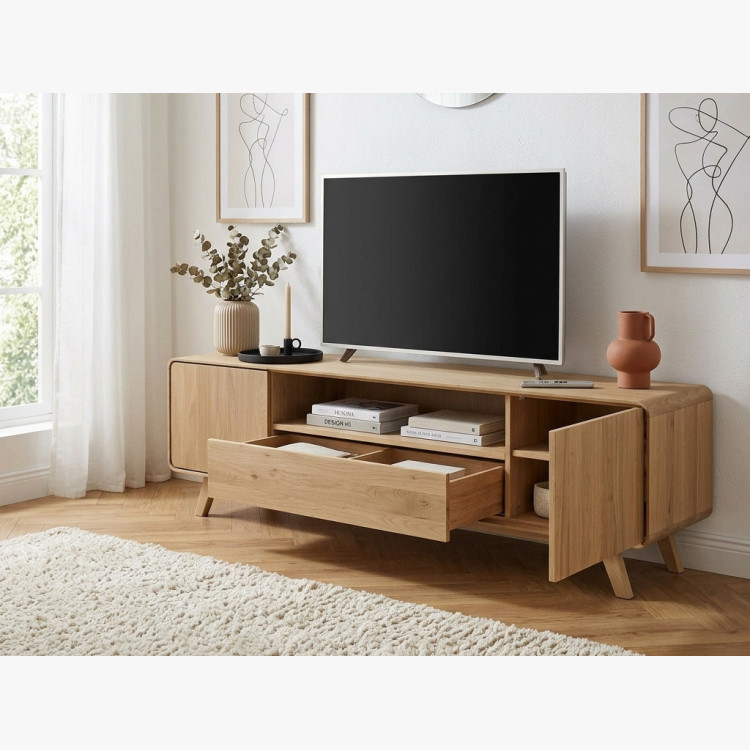 Drevená TV komoda, dub biely