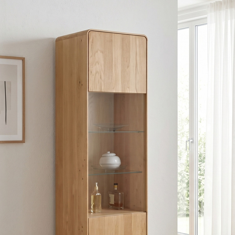 Jednodverová dubová vitrína, dub biely