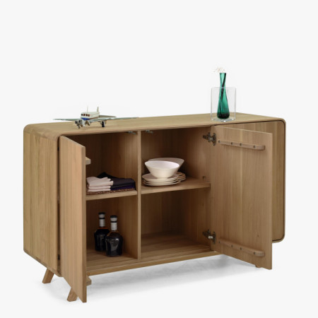 Drevená komoda dub biely s dvierkami