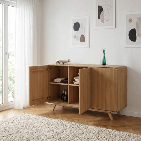 Drevená komoda dub biely s dvierkami