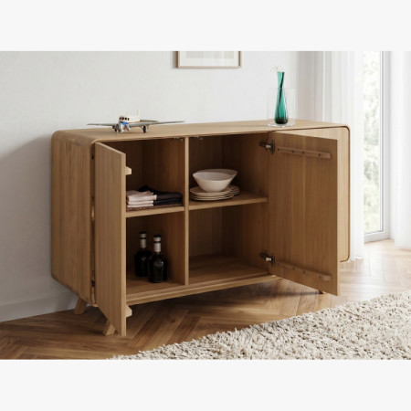 Drevená komoda dub biely s dvierkami