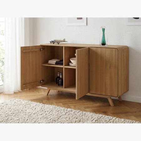 Drevená komoda dub biely s dvierkami