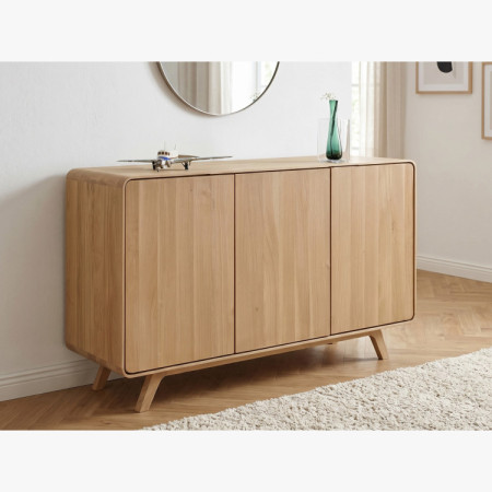 Drevená komoda dub biely s dvierkami