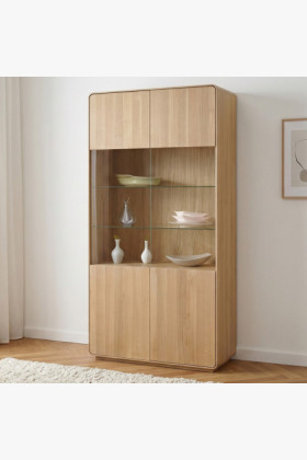 Dvojdverová dubová vitrína, dub biely