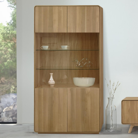 Drevená obývacia stena - masív dub v farbe dub biely