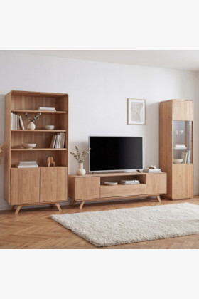 Obývacia stena - masív dub v farbe dub biely