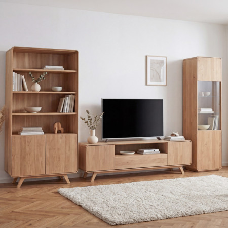 Obývacia stena - masív dub v farbe dub biely