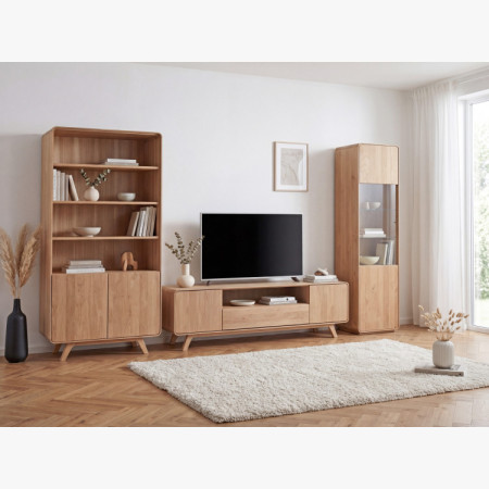 Obývacia stena - masív dub v farbe dub biely